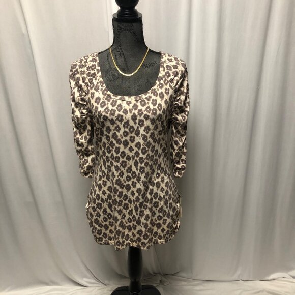Eyeshadow Top Womens Size Large Leopard Animal Print Scoop Neck Comfy NEW - Picture 1 of 7